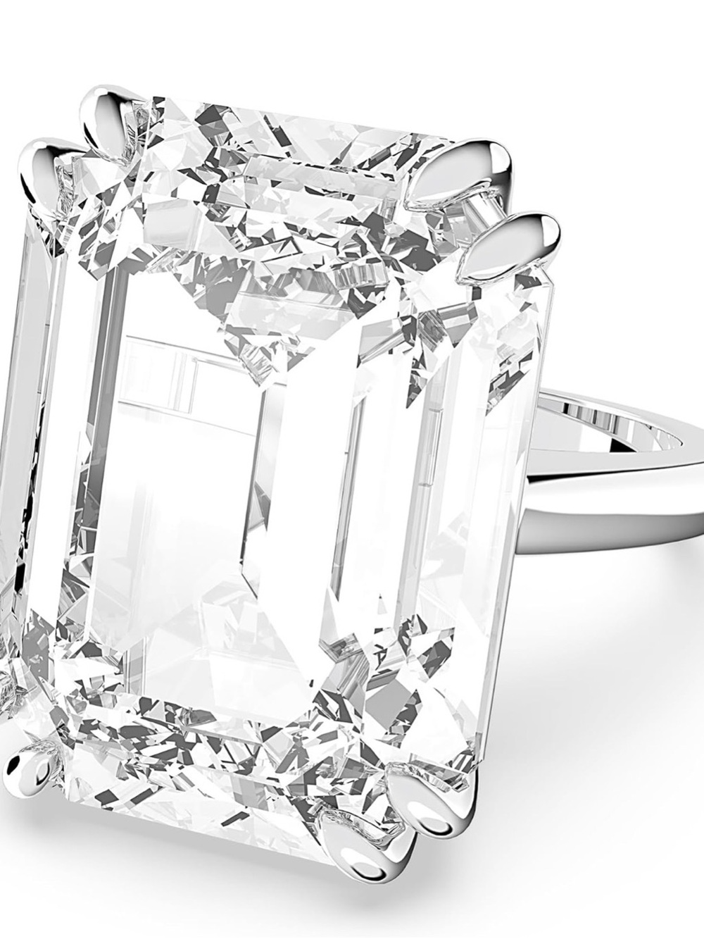 Swarovski Classic Emerald-Cut Solitaire Ring - White Crystal